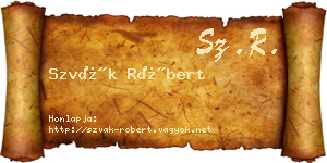 Szvák Róbert névjegykártya
